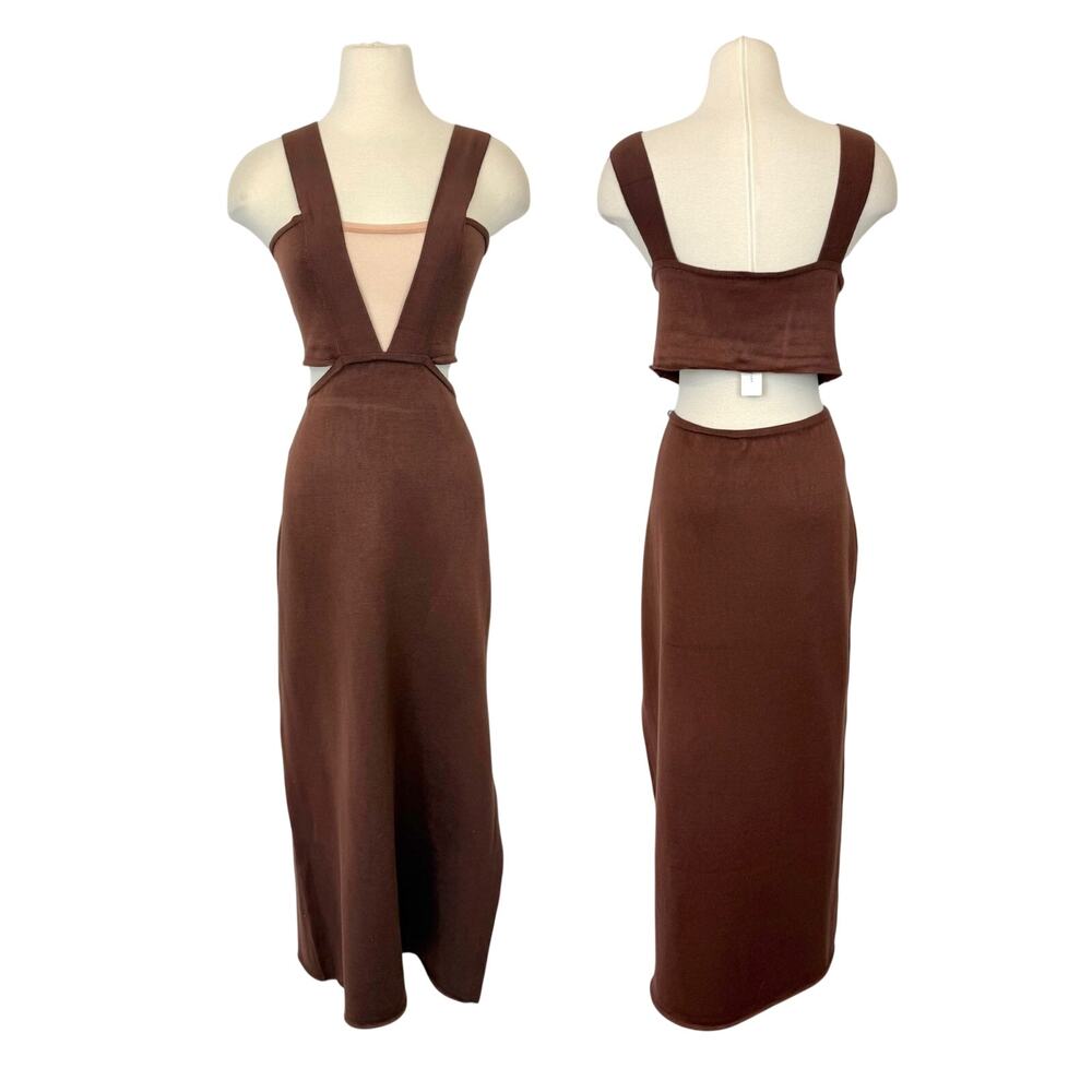Anthropologie Celandine Extratropical Knit Midi Dress in Chocolate Lab XL NWT